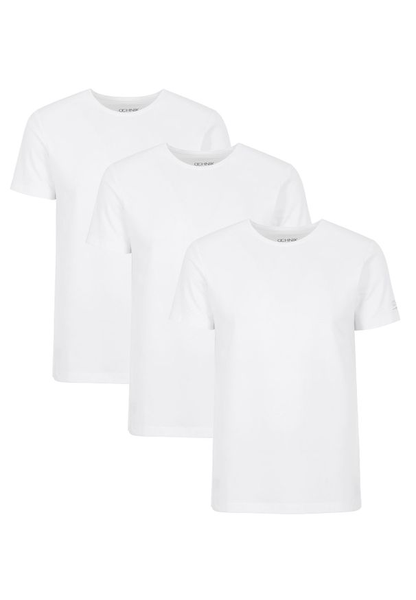 Ochnik - Trójpak białych T-shirtów męskich basic. Kolor: biały. Materiał: bawełna