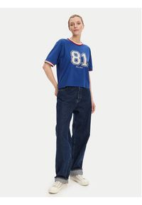 Guess Jeans T-Shirt W5YI19 K8HM0 Niebieski Regular Fit. Kolor: niebieski. Materiał: bawełna