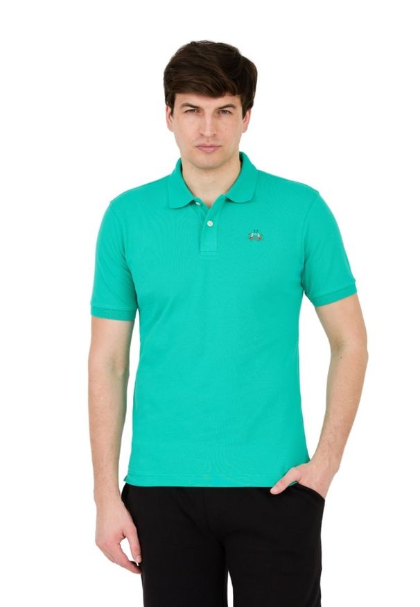 La Martina - LA MARTINA Szmaragdowe męskie polo z małym logo, Rozmiar XXL. Typ kołnierza: polo. Kolor: zielony