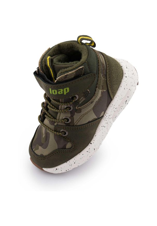 GLENMUIR - Ciepłe, wodoodporne buty zimowe dla dzieci Loap Raclif 22 - Trwałe. Okazja: na uczelnię. Kolor: zielony, brązowy, wielokolorowy. Materiał: skóra. Sezon: zima
