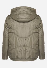 Born2be - Zielona Kurtka Pikowana z Kapturem Karbia. Okazja: na co dzień. Typ kołnierza: kaptur. Kolekcja: plus size. Kolor: zielony. Styl: casual, elegancki #4