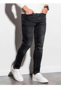 Ombre Clothing - Spodnie męskie jeansowe P940 - czarne - M. Kolor: czarny. Materiał: jeans. Styl: klasyczny #6