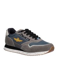 Aeronautica Militare - AERONAUTICA MILITARE Szaro-niebieskie sneakersy męskie, Rozmiar 44. Okazja: na co dzień. Kolor: szary #3