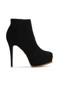 Kazar - Czarne botki damskie. Kolor: czarny. Materiał: nubuk. Sezon: jesień, zima. Obcas: na obcasie. Styl: klasyczny. Wysokość obcasa: wysoki #1