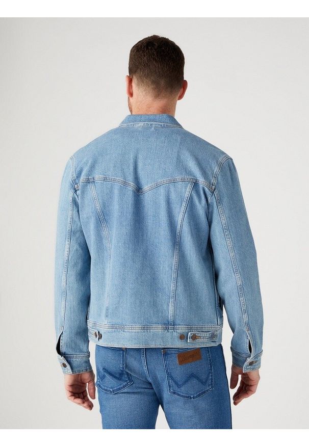 Wrangler - WRANGLER AUTHENTIC JACKET MĘSKA KURTKA JEANSOWA JEANS LOGO Jacket Empire W410EL44L 112329005. Materiał: jeans
