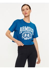 Under Armour T-Shirt Ua Collegiate Crest Crop Ss 1379402 Niebieski Loose Fit. Kolor: niebieski. Materiał: bawełna #1