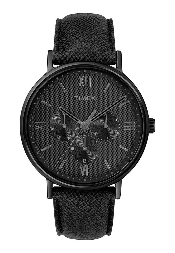 Timex - Zegarek TW2T35200. Kolor: czarny. Materiał: skóra