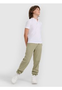 4f - 4F Koszulka polo regular chłopięca - biała 122 (6-7 lat). Typ kołnierza: polo. Kolor: biały. Materiał: dzianina. Wzór: ze splotem. Sezon: lato. Styl: klasyczny, sportowy #2