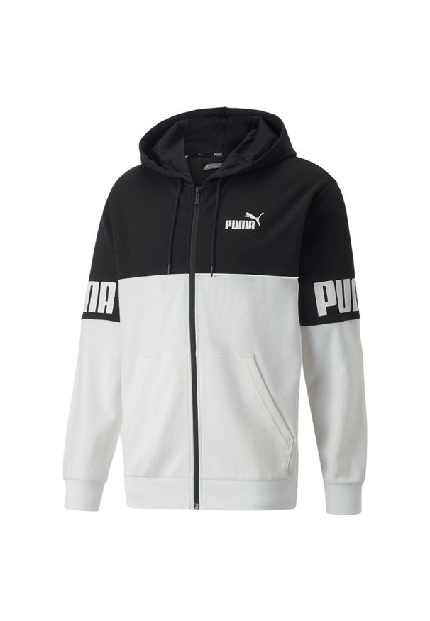 Bluza z kapturem z pełnym zamkiem błyskawicznym Puma Power Colorblock TR. Typ kołnierza: kaptur. Kolor: biały. Sport: fitness