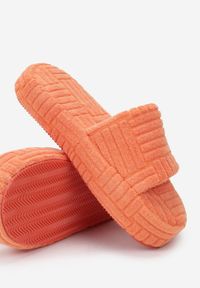 Renee - Pomarańczowe Kapcie Thalephone. Nosek buta: otwarty. Zapięcie: bez zapięcia. Kolor: pomarańczowy. Materiał: materiał. Wzór: aplikacja, geometria #2