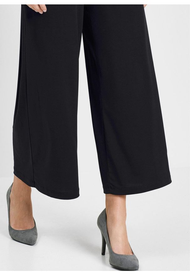 bonprix - Spodnie culotte z dżerseju. Kolor: czarny. Materiał: jersey. Styl: elegancki