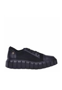 Baldinini - BALDININI - Czarne sneakersy z grubą podeszwą. Nosek buta: okrągły. Kolor: czarny. Materiał: materiał. Szerokość cholewki: normalna