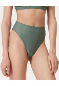 NOIRE SWIMWEAR - Dół od bikini w kolorze khaki High Leg. Stan: podwyższony. Kolor: zielony. Materiał: tkanina