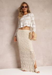 Renee - Biała Bluzka z Szydełkowej Bawełny z Ozdobną Falbaną Vemni. Okazja: na co dzień. Kolor: biały. Materiał: bawełna. Styl: casual #4