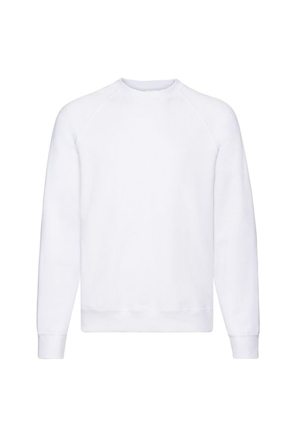 FRUIT OF THE LOOM - Męska Klasyczna Zwykła Bluza Raglanowa. Kolor: biały. Długość rękawa: raglanowy rękaw