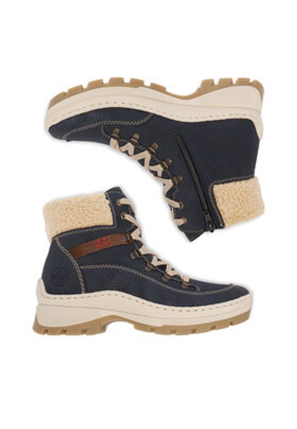 Rieker Trzewiki CEO-X9338-14 Granatowy. Kolor: niebieski. Materiał: materiał