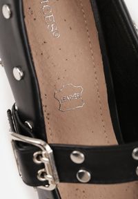 Renee - Czarne Czółenka Vices na Szpilce z Wkładką ze Skóry Naturalnej Ozdobione Nitami Rileinea. Okazja: na co dzień. Zapięcie: sprzączka. Kolor: czarny. Materiał: skóra. Wzór: aplikacja. Obcas: na szpilce. Styl: casual, elegancki, klasyczny #5