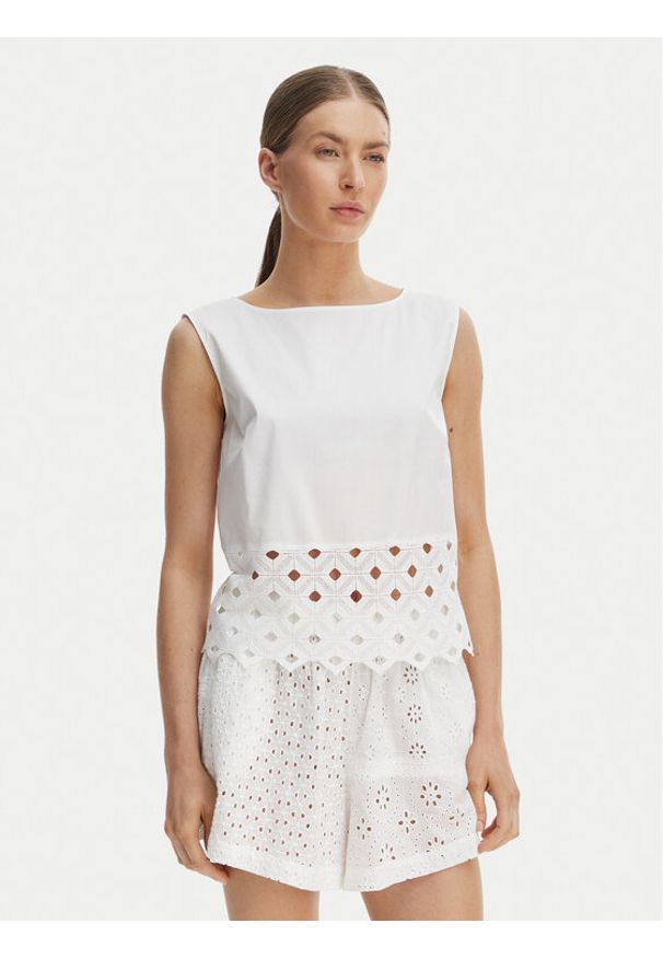 Max Mara Beachwear Top Maggio 2616161039 Biały Regular Fit. Kolor: biały. Materiał: syntetyk