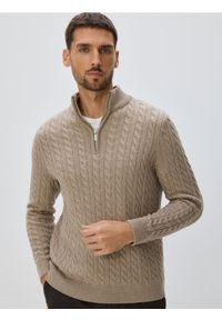 Reserved - Sweter z domieszką wełny - beżowy. Kolor: beżowy. Materiał: wełna #1