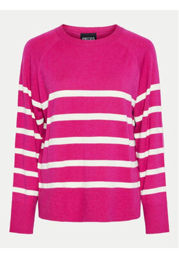 Pieces Sweter Sia 17146322 Różowy Regular Fit. Kolor: różowy. Materiał: syntetyk