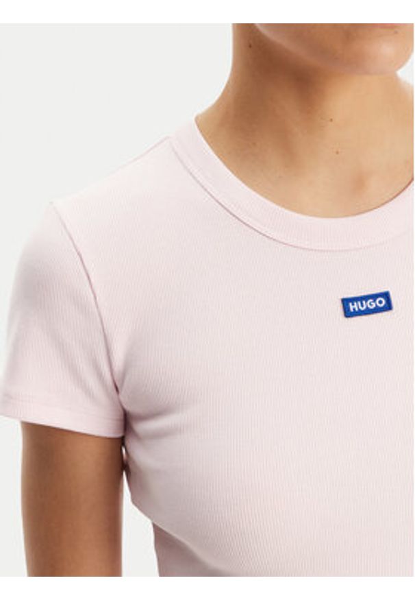 Hugo - HUGO T-Shirt Easy 50523924 Różowy Slim Fit. Kolor: różowy. Materiał: bawełna