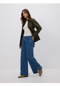 Reserved - Jeansy straight z rozcięciami - niebieski. Kolor: niebieski #1