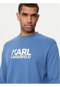 Karl Lagerfeld - KARL LAGERFELD Bluza 705091 543917 Niebieski Regular Fit. Typ kołnierza: dekolt w karo. Kolor: niebieski. Materiał: bawełna