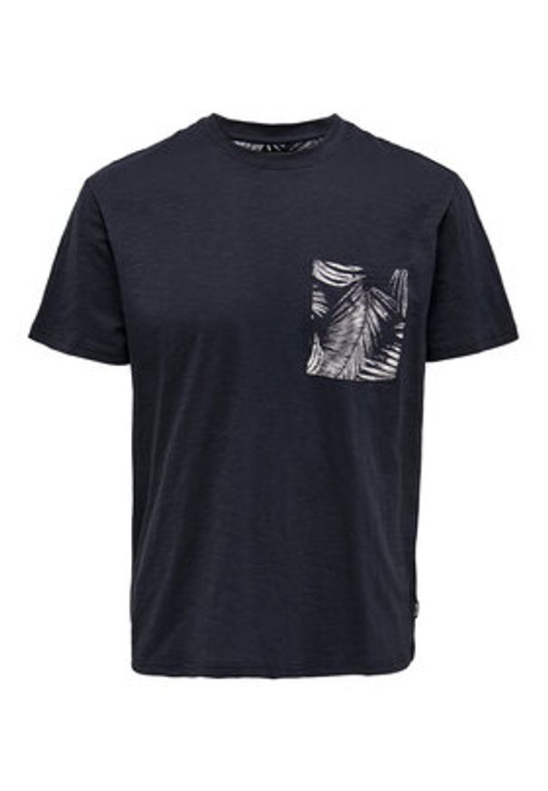 Only & Sons T-Shirt 22025286 Granatowy Regular Fit. Kolor: niebieski. Materiał: bawełna