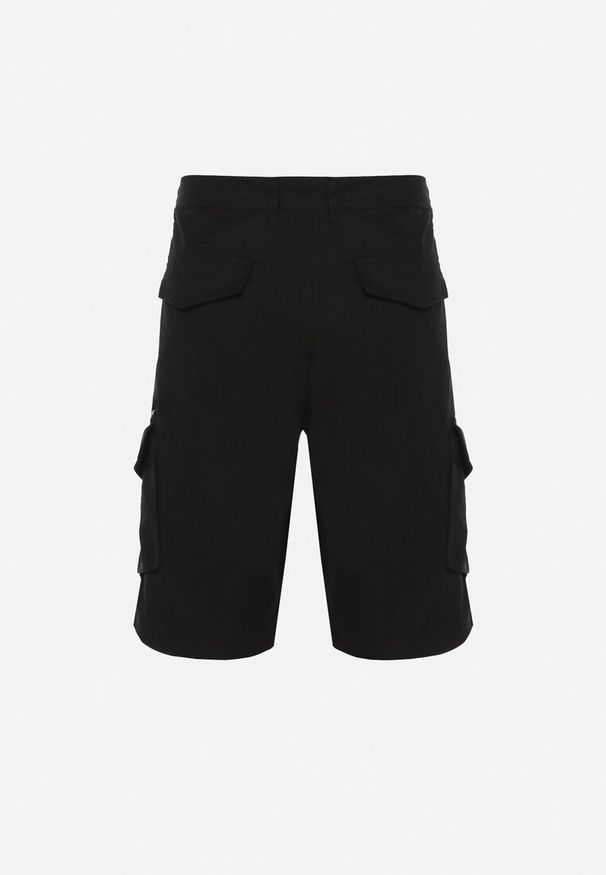 Born2be - Czarne Bawełniane Szorty z Szerokimi Kieszeniami Cargo Diphea. Okazja: na co dzień. Kolor: czarny. Materiał: bawełna. Sezon: lato. Styl: casual