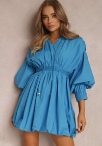 Renee - Niebieska Sukienka Appomene. Kolor: niebieski. Typ sukienki: bombki. Styl: boho. Długość: mini #3