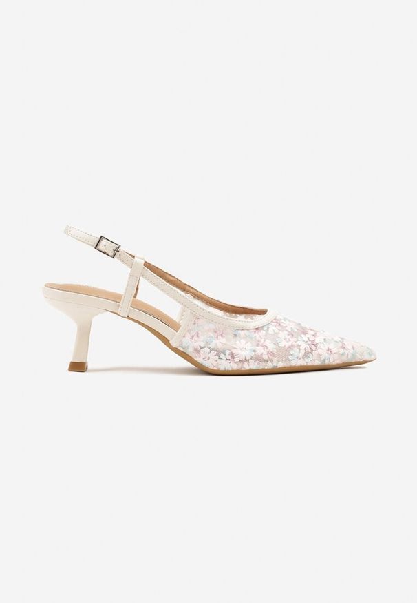 Renee - Beżowe Sandały Vices na Kaczuszce Slingback z Koronkową Cholewką Kovimizza. Okazja: na imprezę. Zapięcie: sprzączka. Kolor: beżowy. Materiał: koronka. Sezon: lato. Obcas: na szpilce. Styl: elegancki