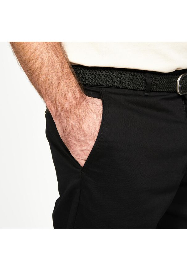 INESIS - Spodnie do golfa chino męskie Inesis MW500 bawełna. Kolor: czarny. Materiał: elastan, bawełna, poliester, materiał. Sport: golf