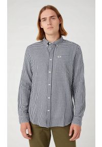 Wrangler - WRANGLER MĘSKA KOSZULA LS 1 PKT BUTTON DOWN NAVY 112345377. Typ kołnierza: button down