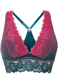 bonprix - Biustonosz bustier z delikatną koronką w cieniowanych kolorach. Kolor: niebieski. Materiał: koronka. Wzór: koronka #1