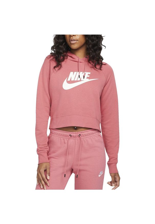 Bluza z kapturem Nike Essentials Fleece Crop, Kobiety. Typ kołnierza: kaptur. Kolor: różowy. Materiał: bawełna, materiał