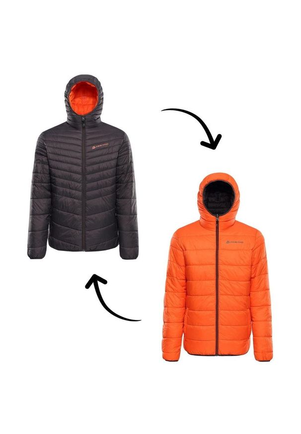 ALPINE PRO - Kurtka męska ocieplana dwustronna Alpine Pro Erom. Kolor: wielokolorowy, szary, pomarańczowy. Materiał: puch. Sport: turystyka piesza