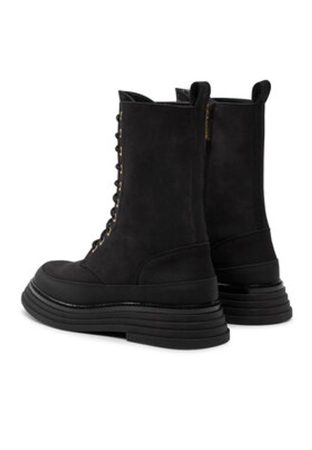 Pollini Trzewiki SA24074G1LTO0000 Czarny. Kolor: czarny. Materiał: nubuk, skóra