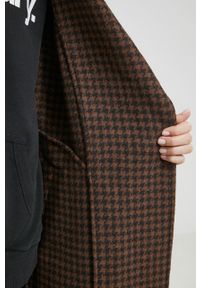 Abercrombie & Fitch płaszcz z domieszką wełny kolor brązowy przejściowy oversize. Kolor: brązowy. Materiał: wełna. Styl: klasyczny #2