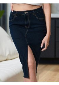 Sinsay - Spódnica jeansowa midi - niebieski. Kolor: niebieski. Materiał: jeans #1