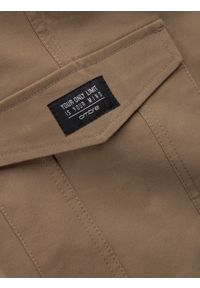 Ombre Clothing - Spodnie męskie z kieszeniami cargo i ściągaczem na dole nogawki - jasnobrązowe V3 OM-PACG-0189 - XXL. Kolor: brązowy. Materiał: bawełna, elastan