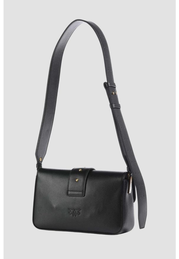 Pinko - PINKO Czarna kopertówka Love One Mini Slouchy Fl Vitello Morbido. Kolor: czarny. Materiał: skórzane. Styl: klasyczny, elegancki