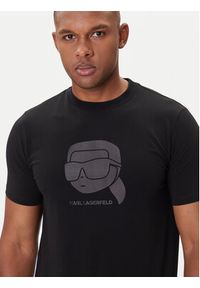 Karl Lagerfeld - KARL LAGERFELD T-Shirt 755032 554221 Czarny Regular Fit. Typ kołnierza: dekolt w karo. Kolor: czarny. Materiał: bawełna #4