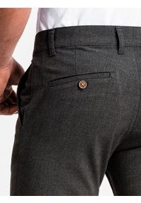 Ombre Clothing - Spodnie męskie chino P832 - grafitowe - M. Kolor: szary. Materiał: tkanina, poliester, elastan, wiskoza. Styl: klasyczny, elegancki #4