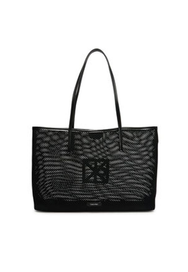 Calvin Klein Torebka Emblem Mesh Tote LV04F3380G Czarny. Kolor: czarny