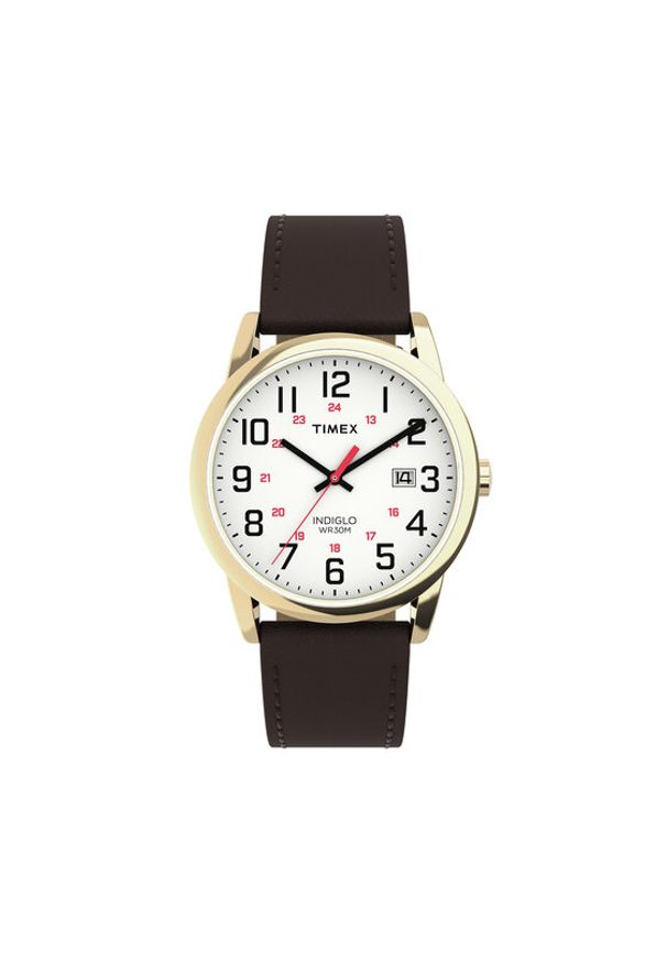 Timex Zegarek Easy Reader® Classic TW2Y12700 Brązowy. Kolor: brązowy. Materiał: skóra