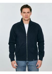 Big-Star - Bluza męska rozpinana granatowa Madorol 403. Typ kołnierza: kołnierzyk stójkowy, kaptur. Kolor: niebieski. Materiał: dzianina, jeans, żakard #1