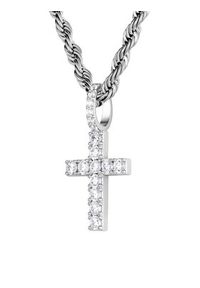 ICED STUFF Zawieszka Micro Diamond Cross Białe złoto. Materiał: metalowe. Kolor: złoty, biały, wielokolorowy