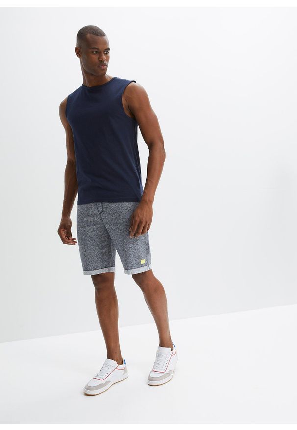 bonprix - Bermudy dresowe regular fit. Kolor: niebieski. Materiał: dresówka. Wzór: nadruk