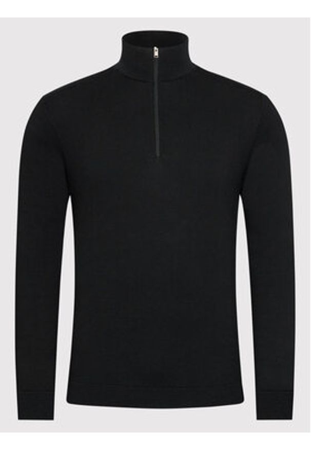 Selected Homme Sweter Berg 16074687 Czarny Regular Fit. Kolor: czarny. Materiał: bawełna