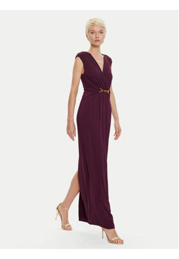 Lauren Ralph Lauren - LAUREN RALPH LAUREN Sukienka wieczorowa 253951570002 Bordowy Regular Fit. Kolor: czerwony. Materiał: syntetyk. Styl: wizytowy
